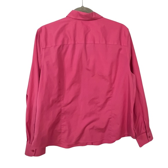 Foxcroft button up blouse 16 Pink Long sleeve shirt Non iron Fitted Womens top - Picture 2 of 5